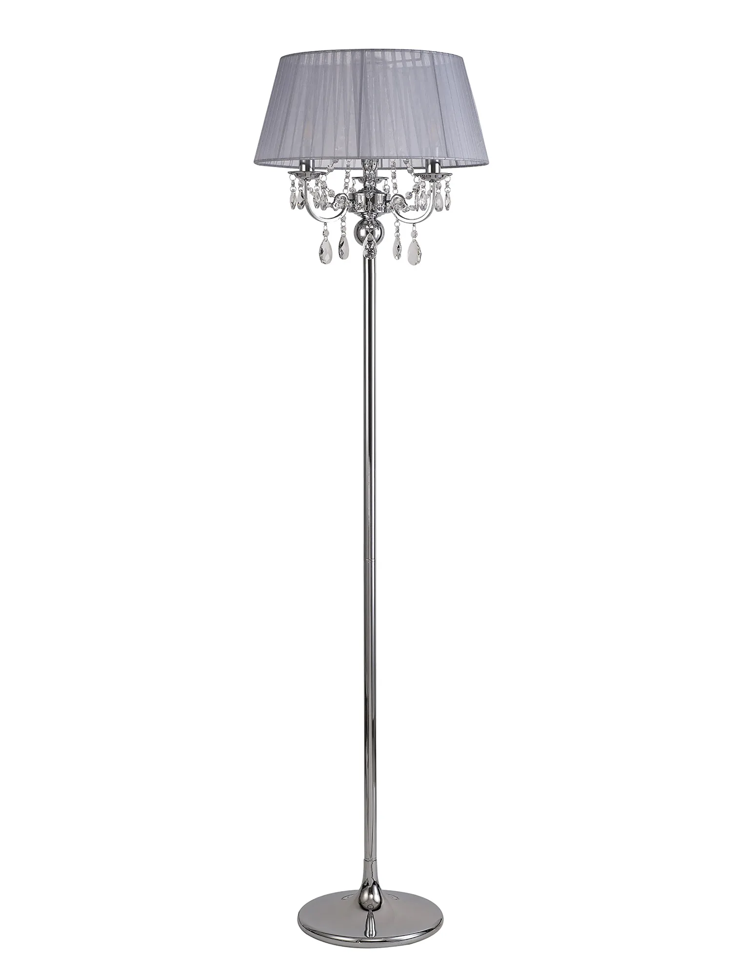 Olivia Crystal 163cm Floor Lamp 3 Light IL30063/GY  Diyas Olivia Polished Chrome-Grey